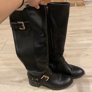 Black and Gold Knee Boots